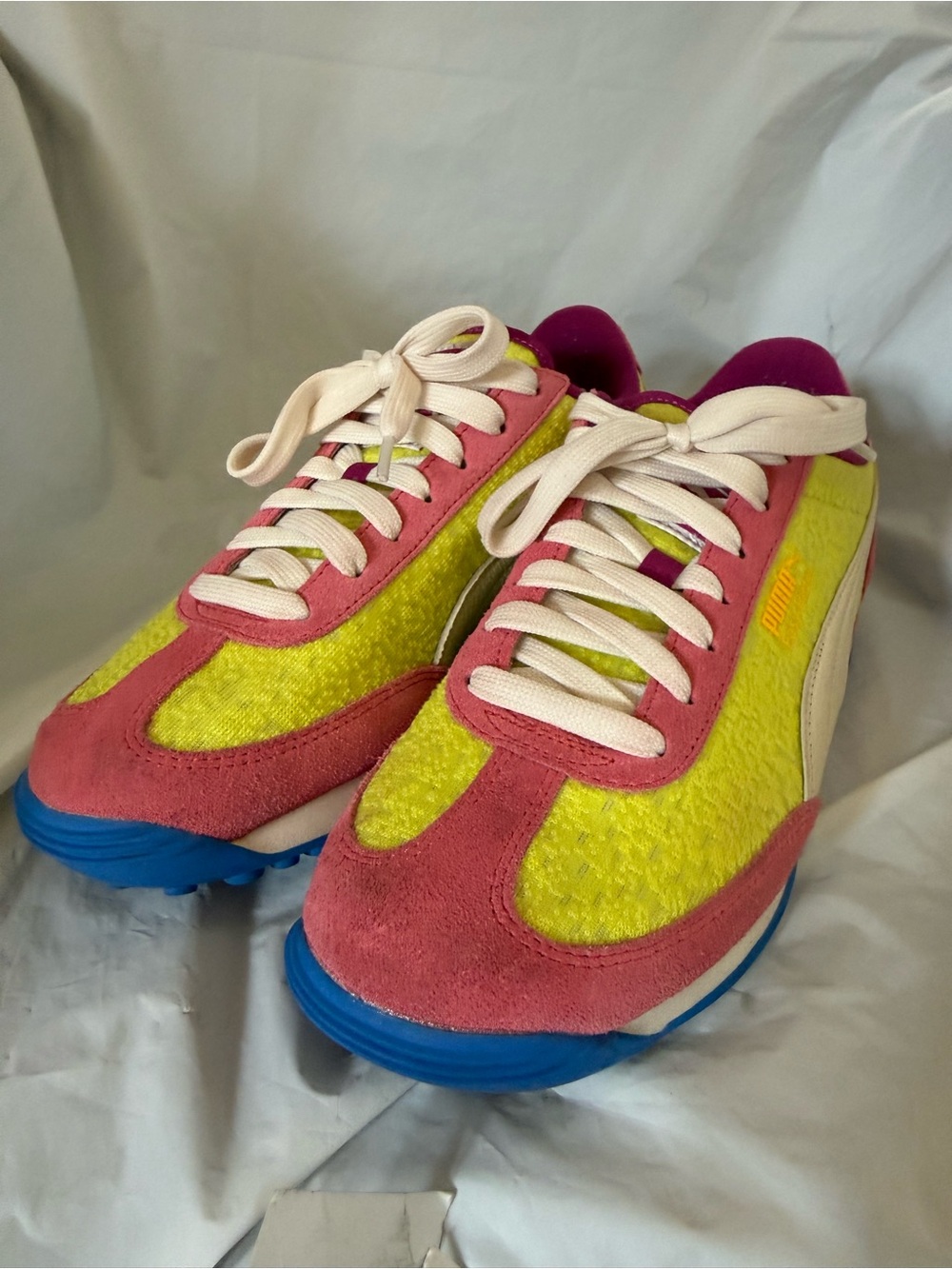 Puma Women's Pink, Lime & Blue Easy Rider Brights Retro Style Runner Sneakers - Picture 8 of 11